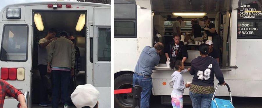 Students working the soup kitchen